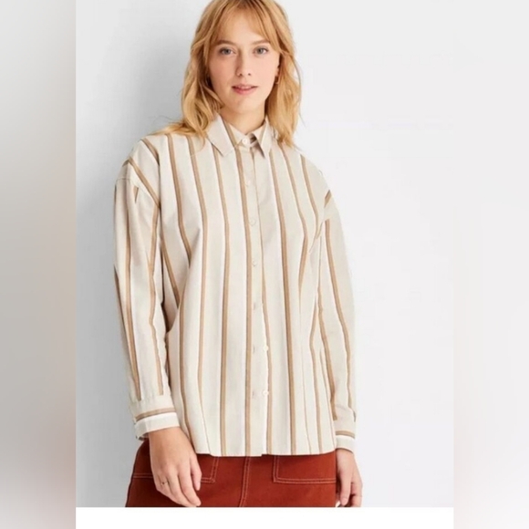 Future Collective Tops - Future collective  Fall plus size stripe button-down  nwt￼